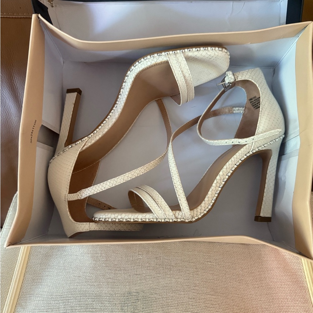 BCBGeneration Cream Stiletto Heels with Slingback Design-new